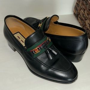 Gucci Black Web Interlocking G Loafers
